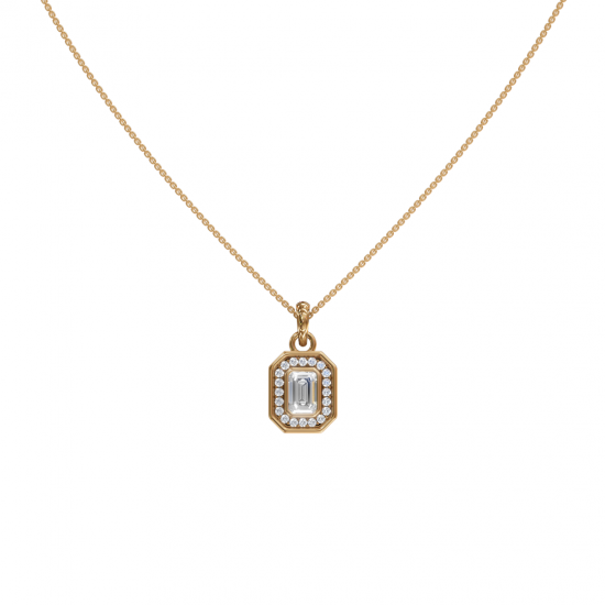 Emerald-Cut Diamond Halo Pendant