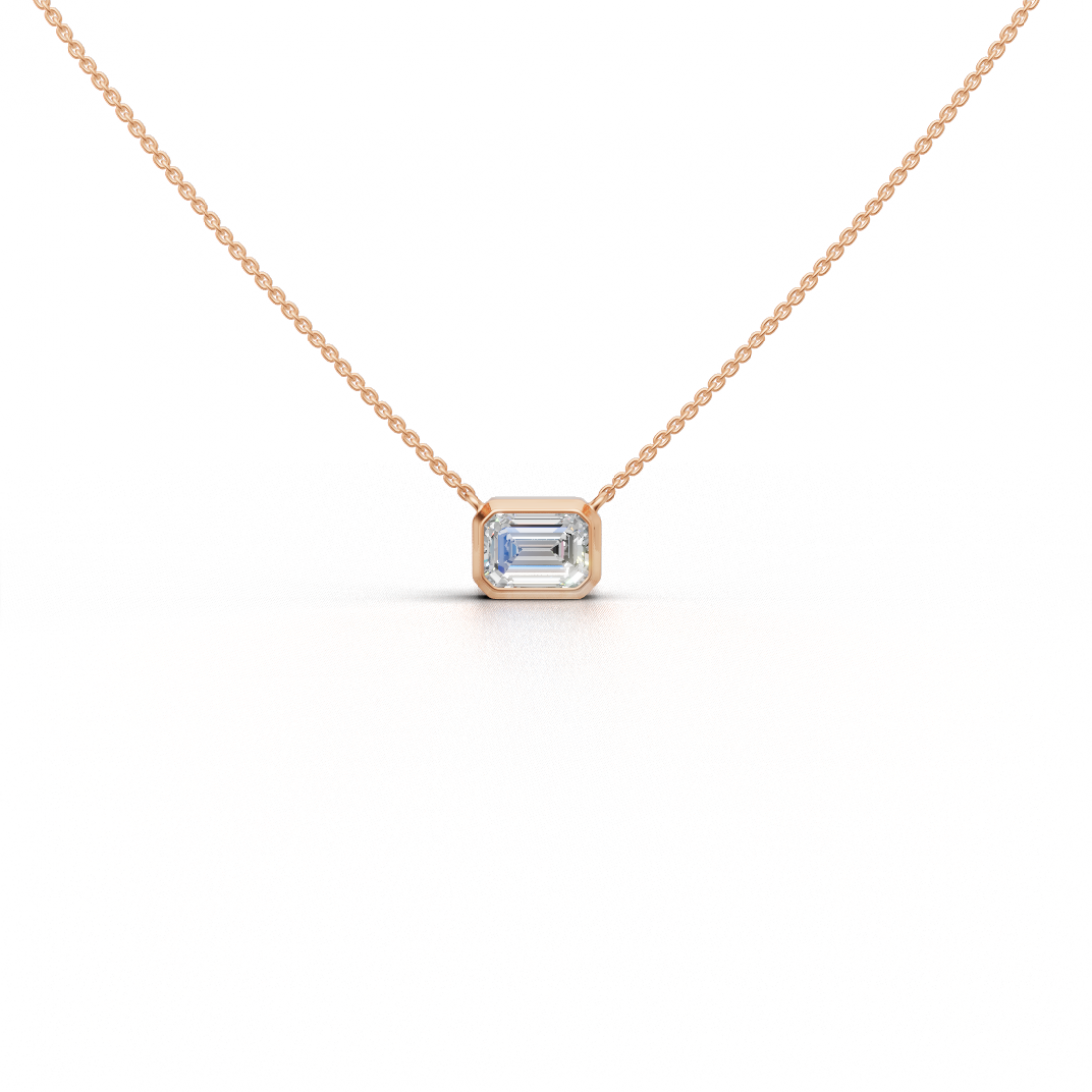 Emerald-Cut Diamond Bezel Pendant