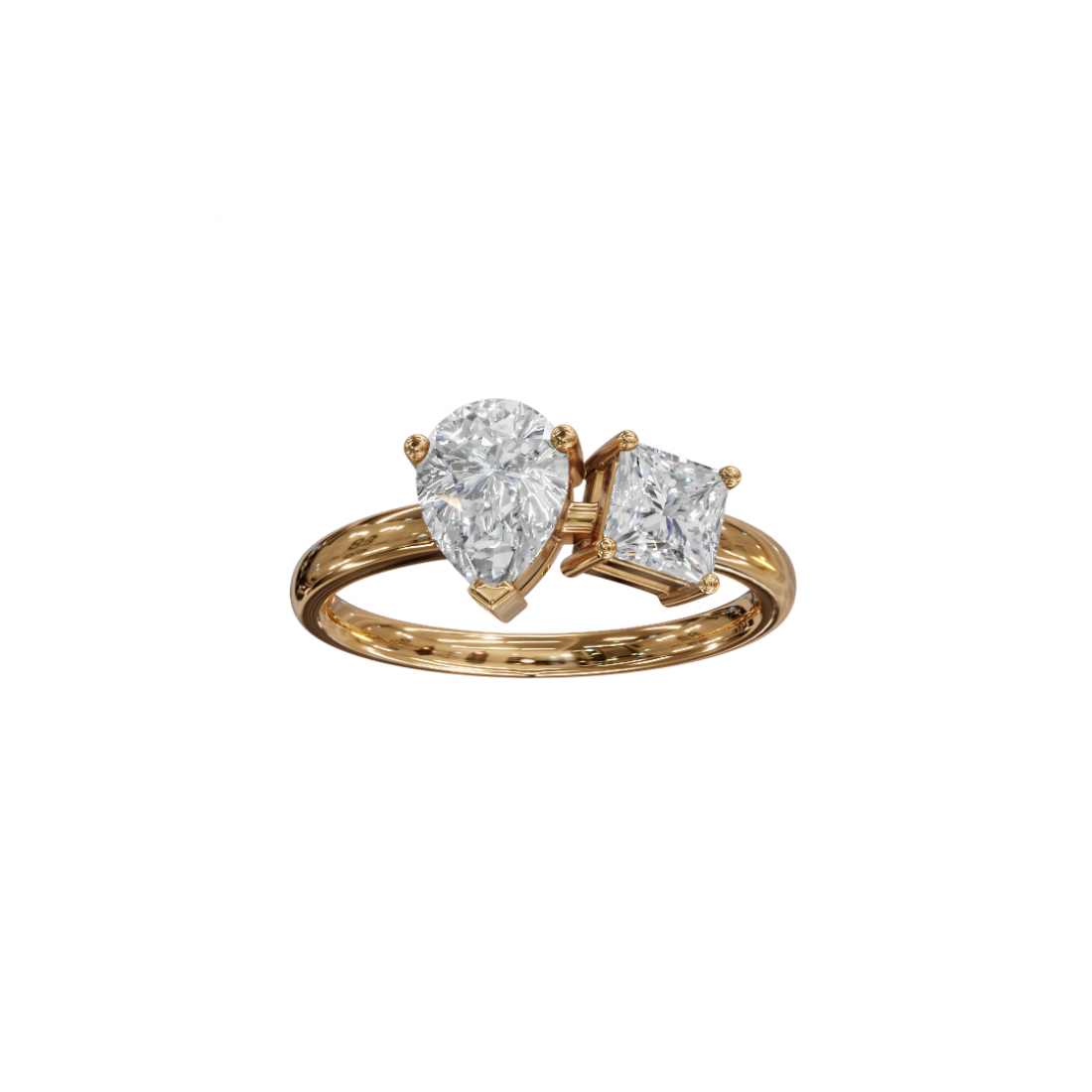 Toi et Moi Pear and Princess Diamond Ring