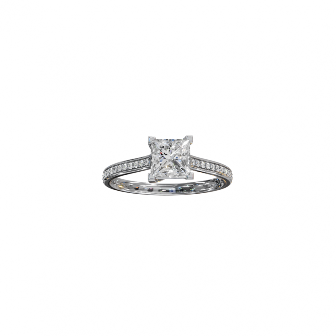 Princess-Cut Diamond Pavé Ring