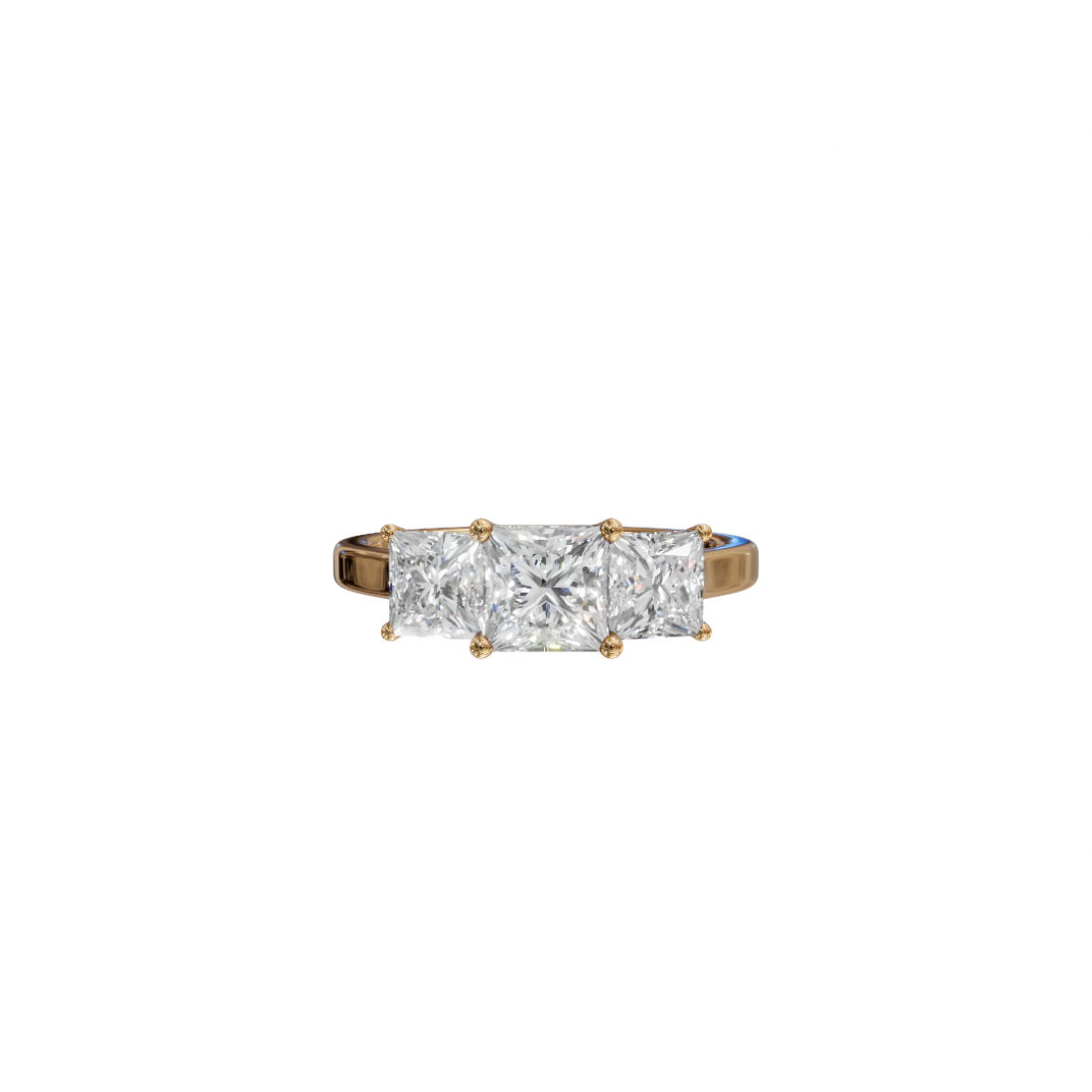Trilogy Princess-Cut Diamond Ring in Cathedral Setting 