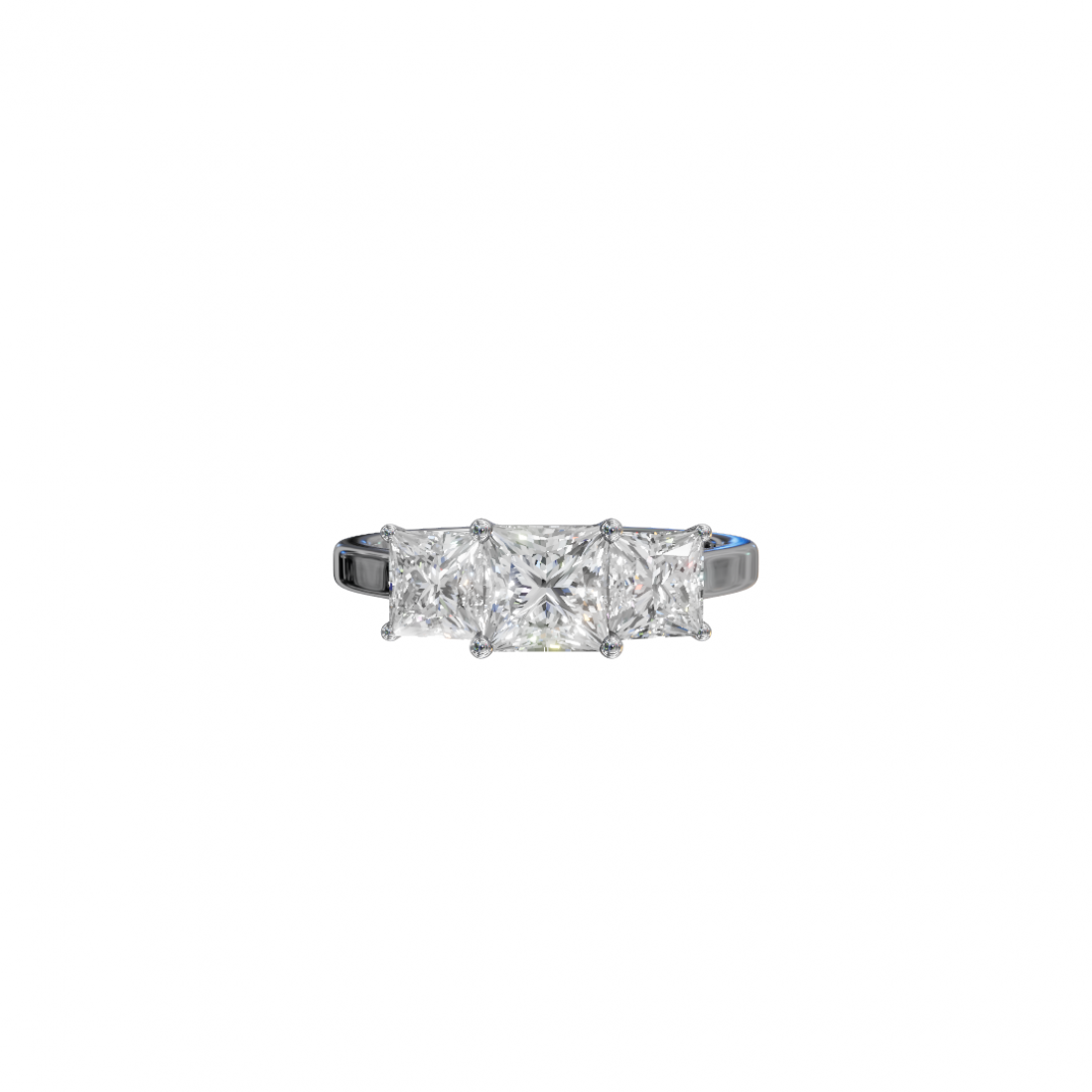 Trilogy Princess-Cut Diamond Ring in Cathedral Setting 
