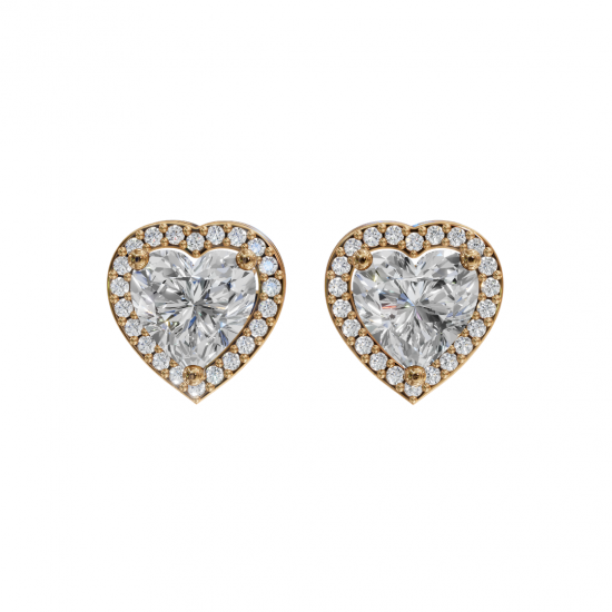 Heart-Shaped Diamond Halo Studs
