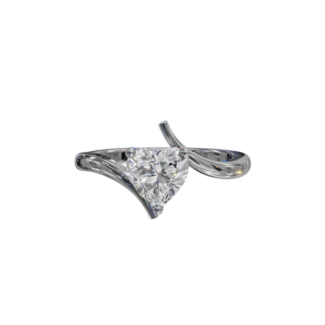 Heart-Shaped Diamond Tension-Style Ring