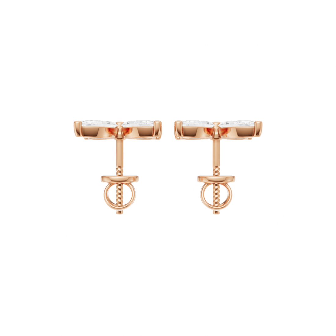Floral Marquise 4 Petals Diamond Stud Earrings