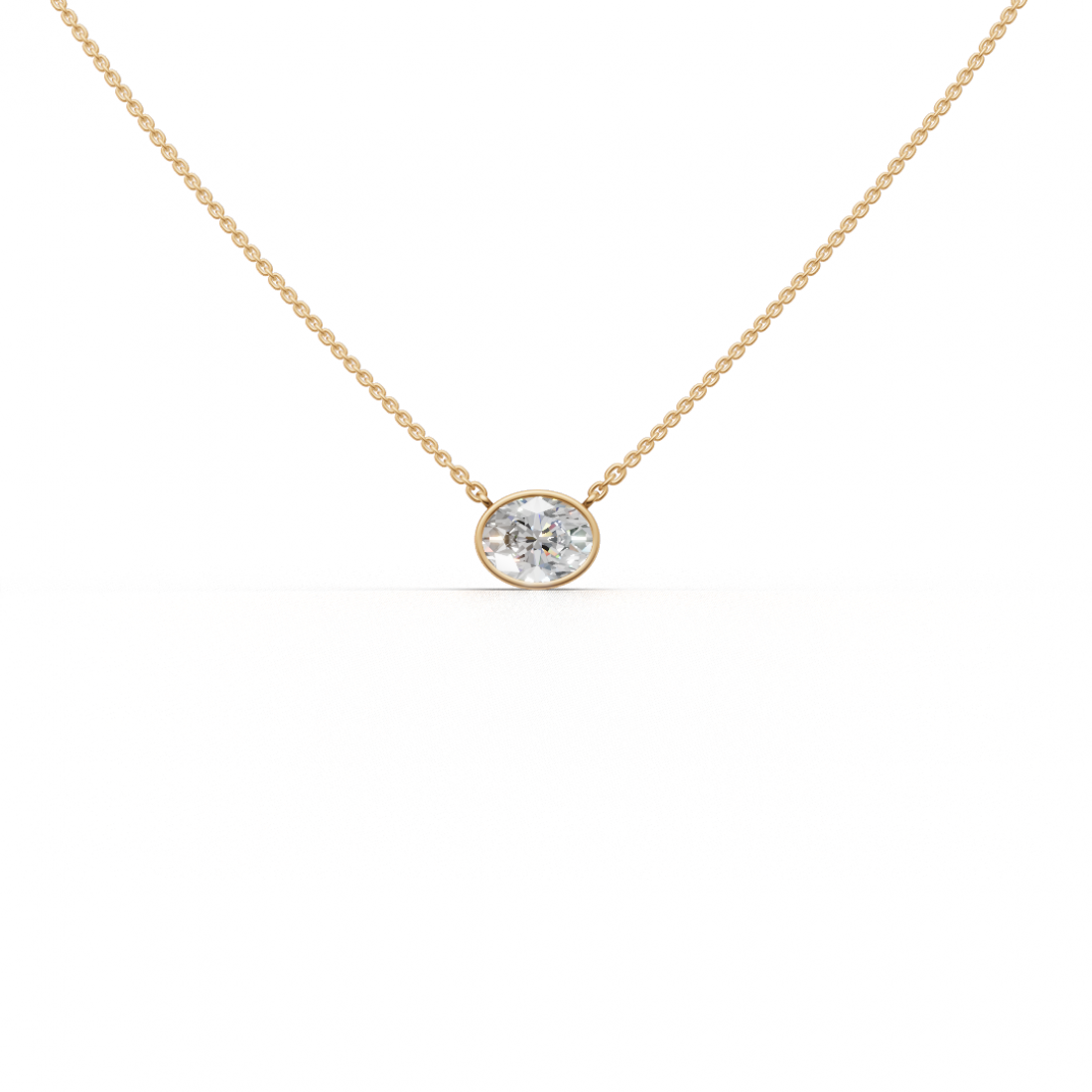 Oval-Cut Diamond Bezel Pendant