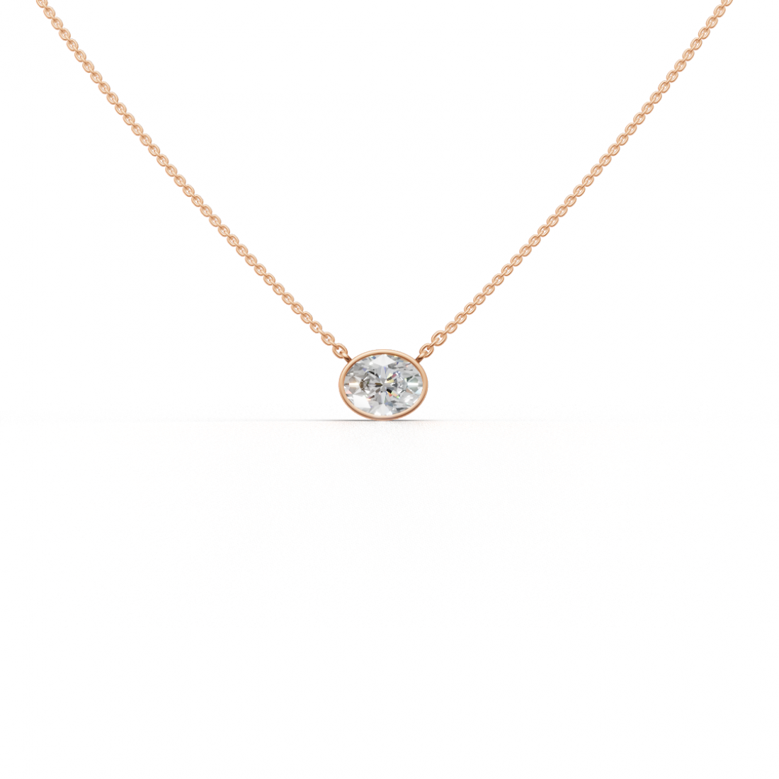 Oval-Cut Diamond Bezel Pendant
