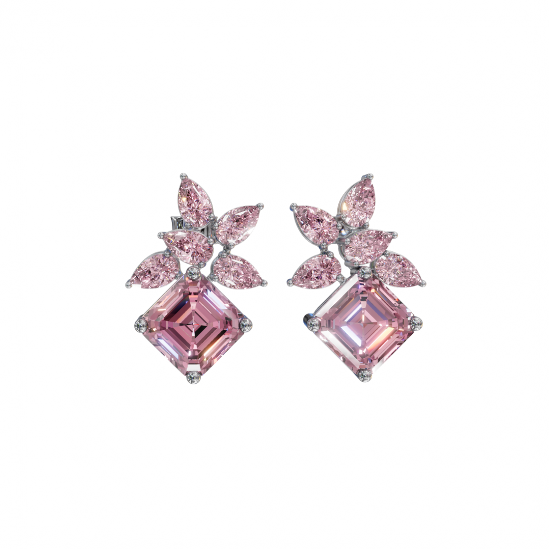 Emerald & Pear Cut Diamond Earrings
