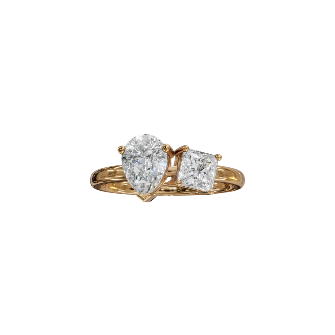 Toi et Moi Pear and Princess Diamond Ring