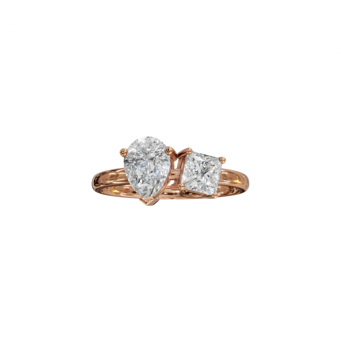 Toi et Moi Pear and Princess Diamond Ring