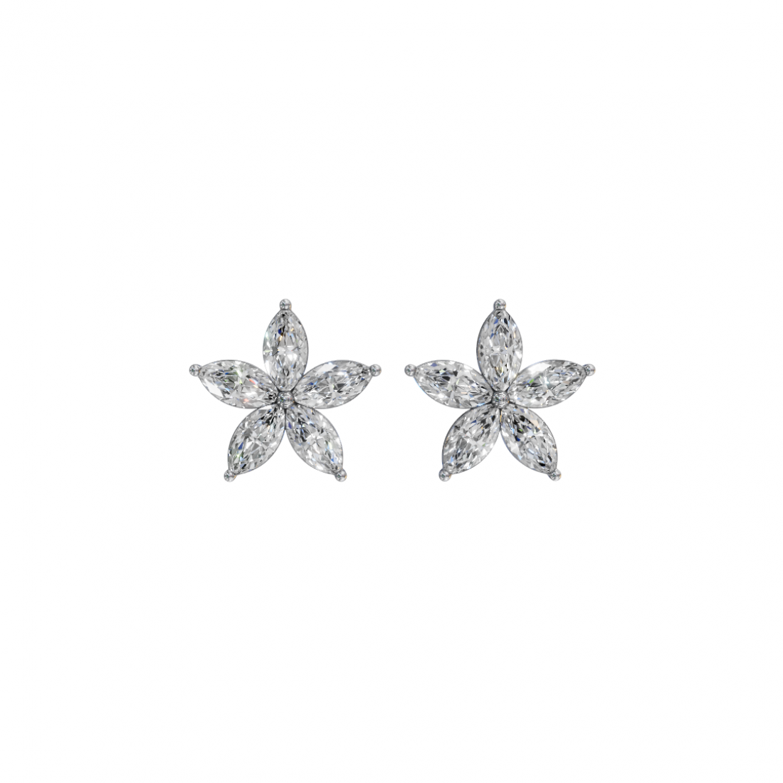 Floral Marquise Diamond Stud Earrings