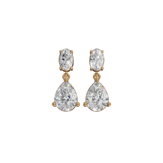 Drop Oval & Pear Cut Diamond Earrings