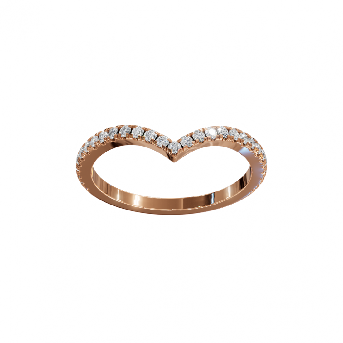 V Shape Round Cut Diamond Ring