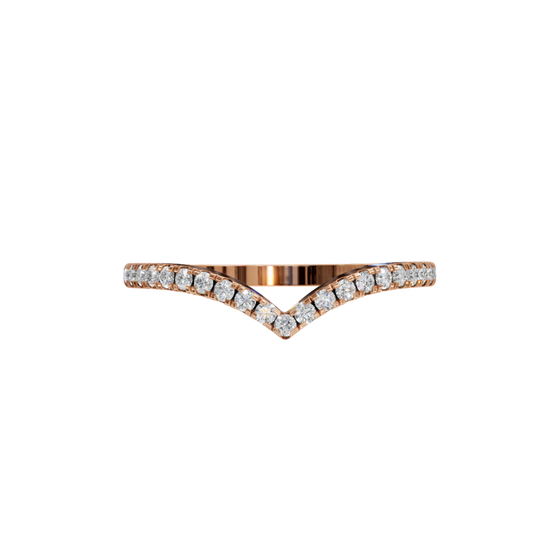 V Shape Round Cut Diamond Ring