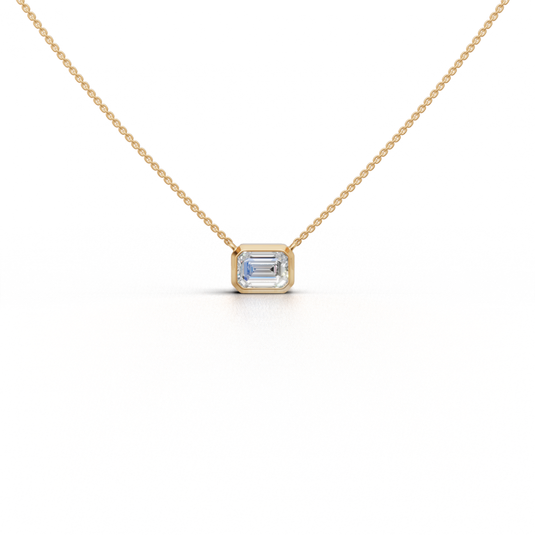 Emerald-Cut Diamond Bezel Pendant Emerald-Cut Diamond Bezel Pendant