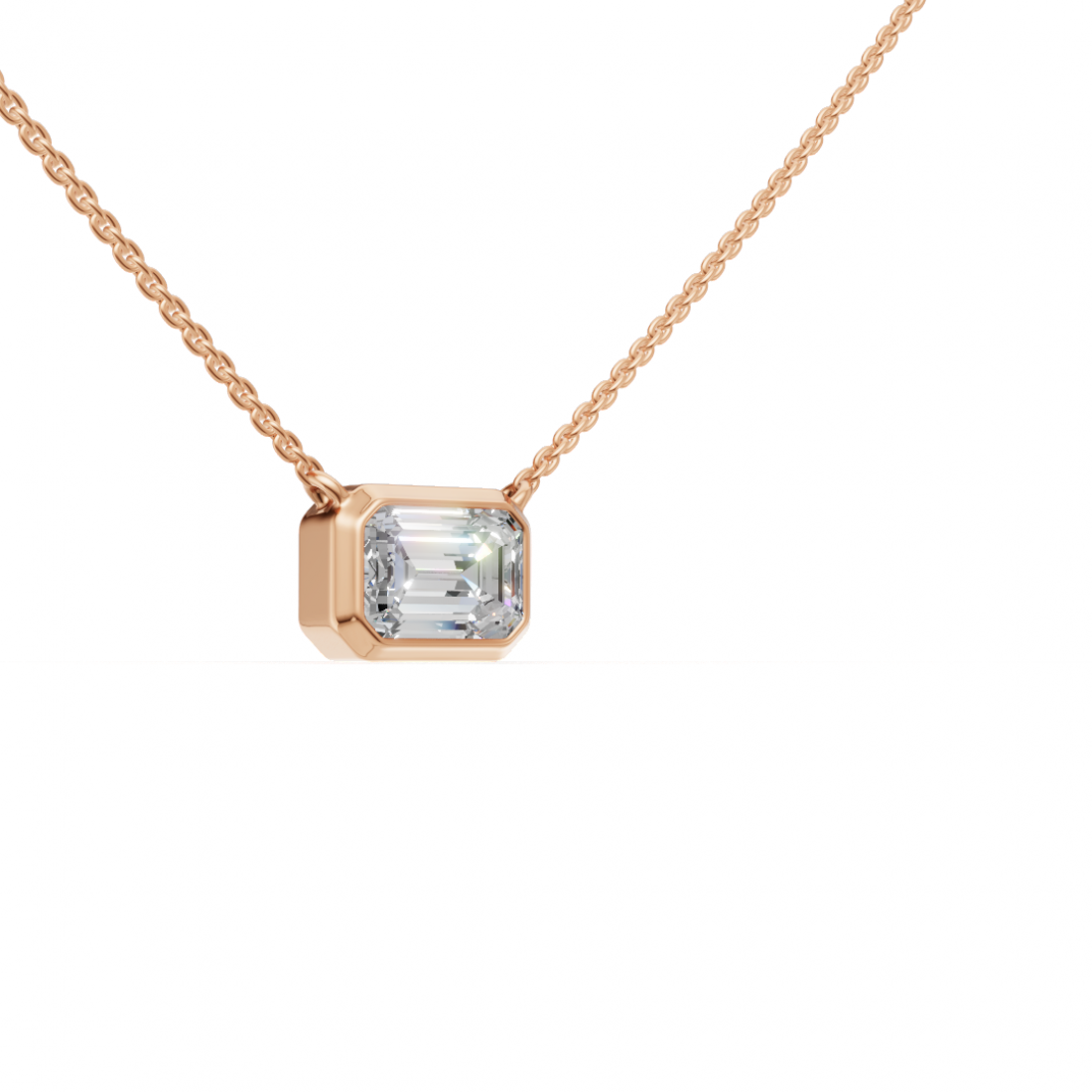 Emerald-Cut Diamond Bezel Pendant Emerald-Cut Diamond Bezel Pendant