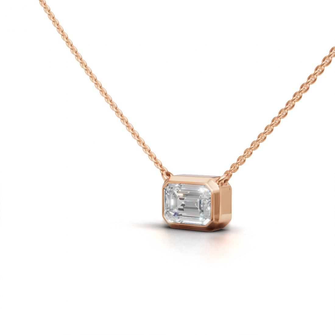 Emerald-Cut Diamond Bezel Pendant Emerald-Cut Diamond Bezel Pendant