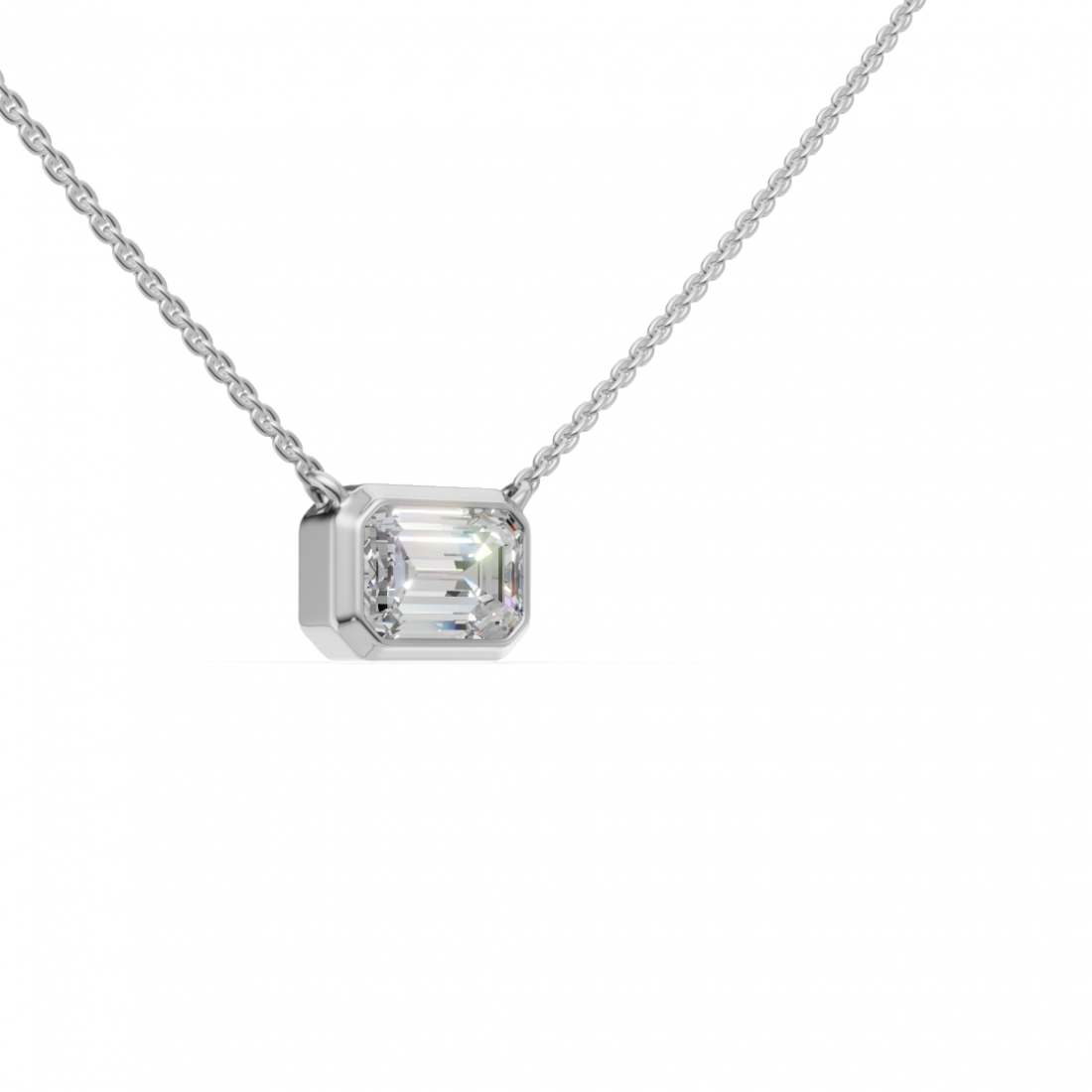 Emerald-Cut Diamond Bezel Pendant Emerald-Cut Diamond Bezel Pendant