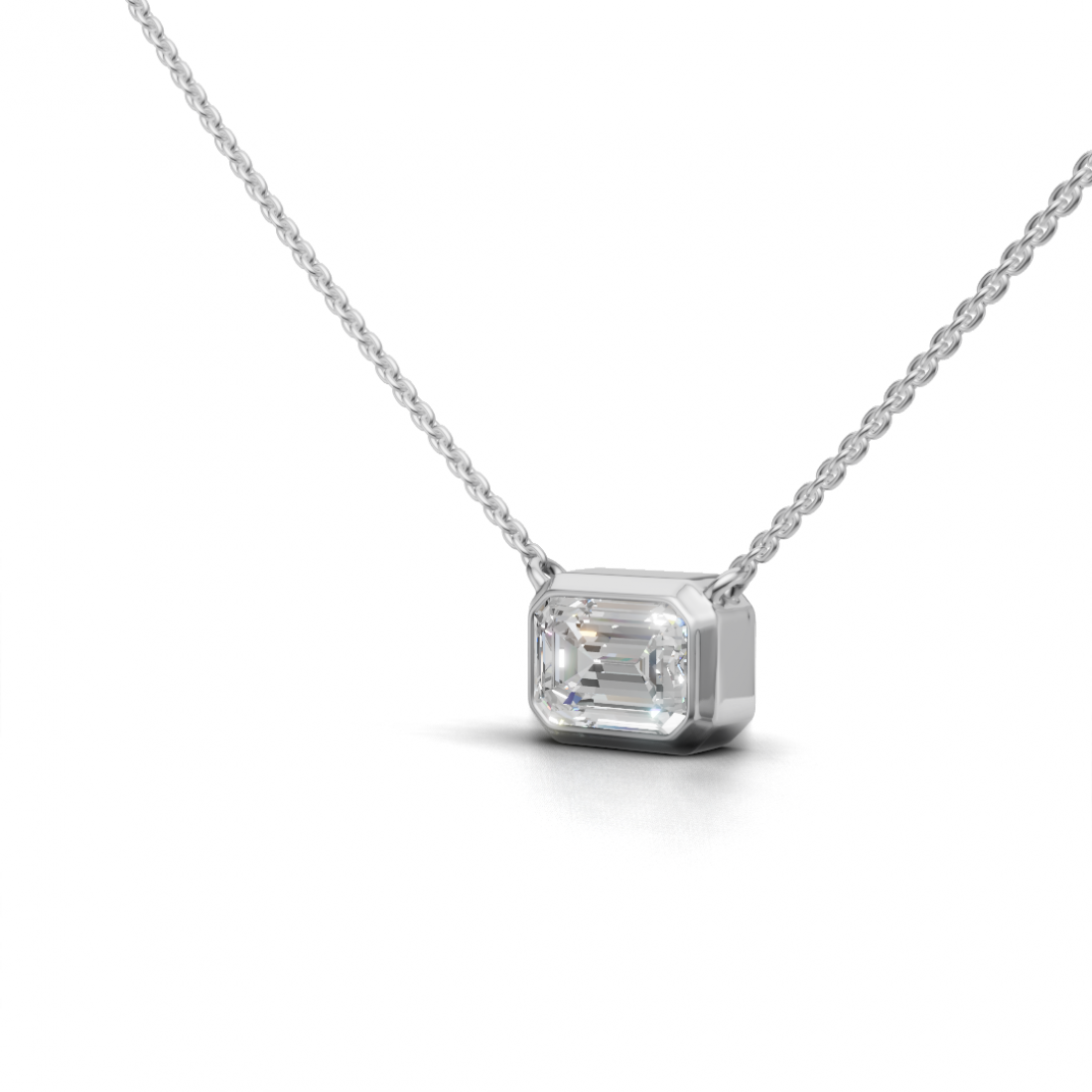 Emerald-Cut Diamond Bezel Pendant Emerald-Cut Diamond Bezel Pendant