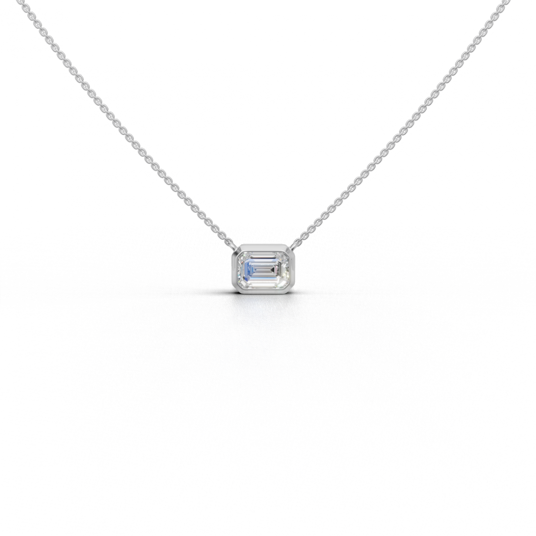 Emerald-Cut Diamond Bezel Pendant Emerald-Cut Diamond Bezel Pendant