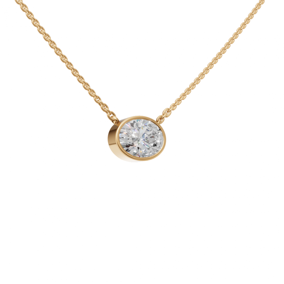 Oval-Cut Diamond Bezel Pendant Oval-Cut Diamond Bezel Pendant
