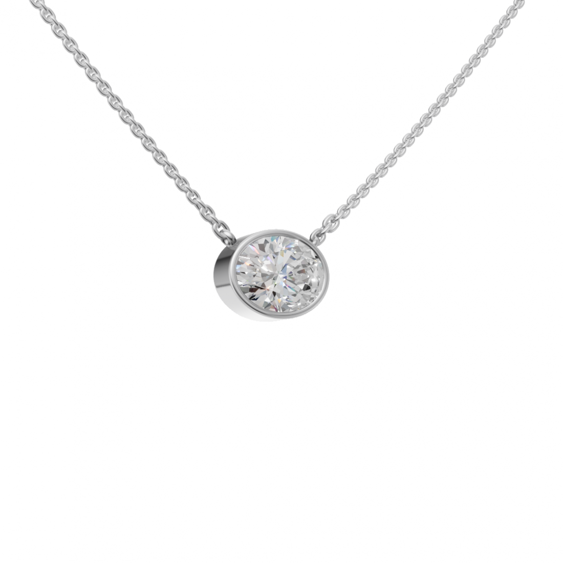 Oval-Cut Diamond Bezel Pendant Oval-Cut Diamond Bezel Pendant