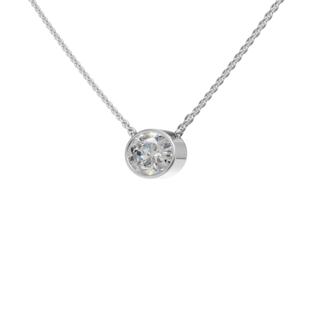 Oval-Cut Diamond Bezel Pendant Oval-Cut Diamond Bezel Pendant