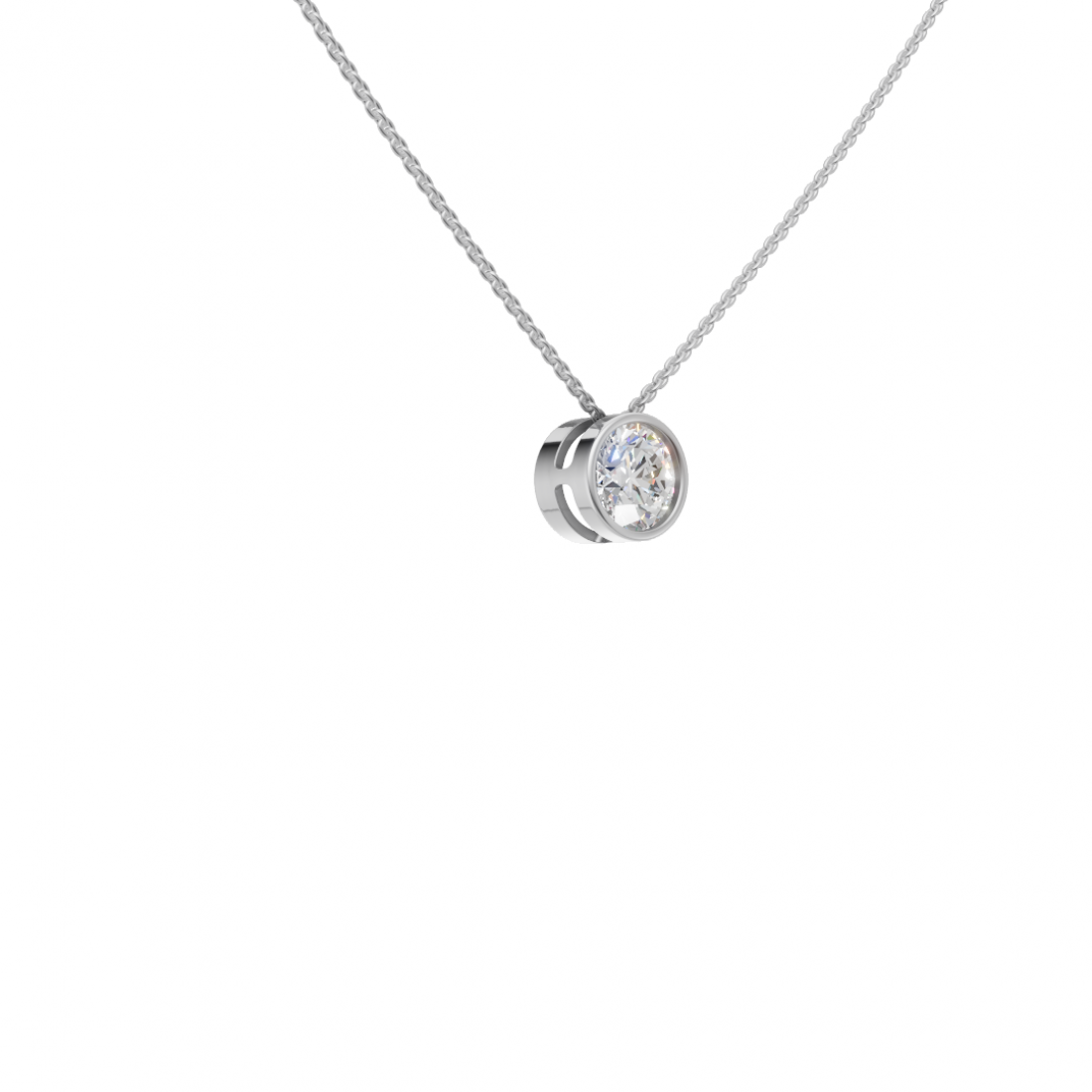 Round Brilliant Cut Diamond Bezel Pendant Round Brilliant Cut Diamond Bezel Pendant