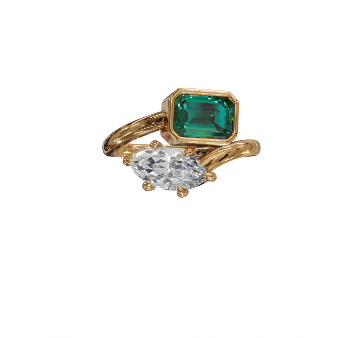 Marquise & Emerald Cut Bespoke Ring Marquise & Emerald Cut Bespoke Ring