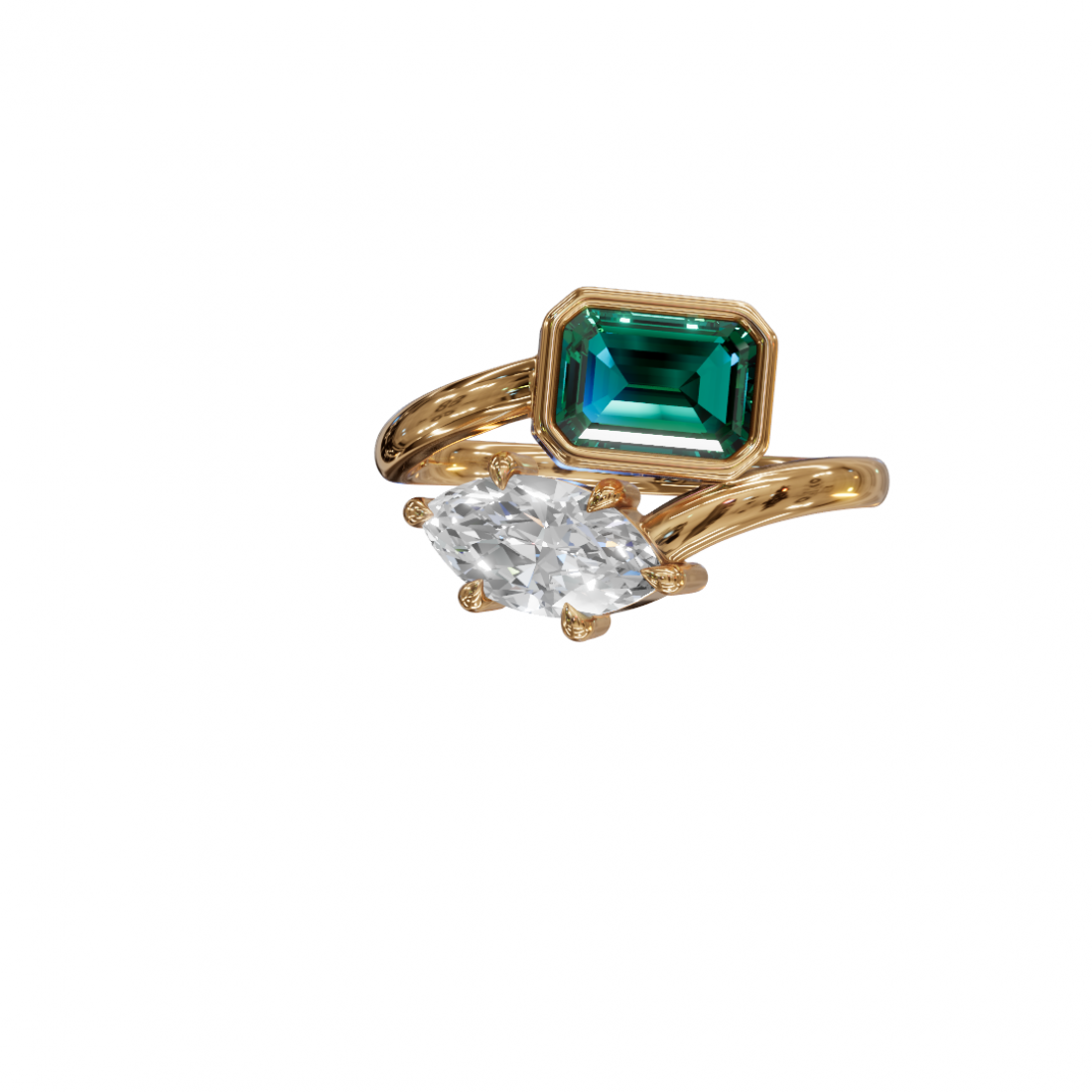 Marquise & Emerald Cut Bespoke Ring Marquise & Emerald Cut Bespoke Ring