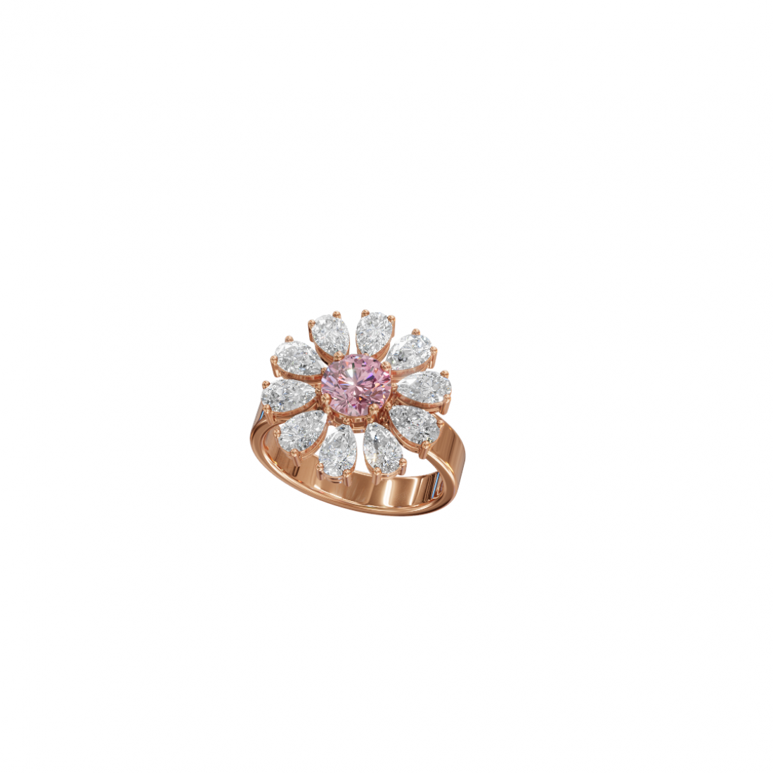 Flower Pear Cut Diamond Ring Flower Pear Cut Diamond Ring