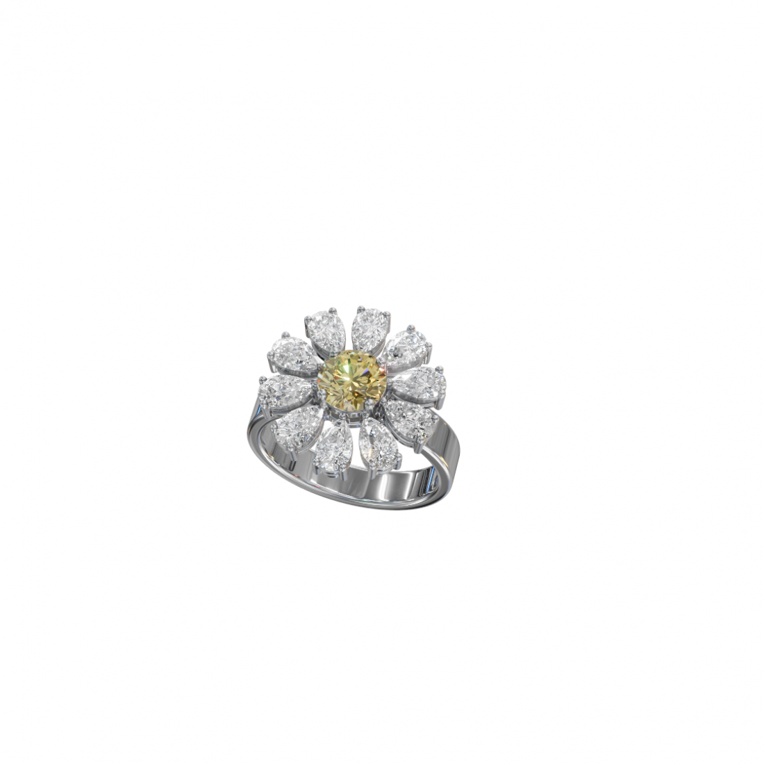 Flower Pear Cut Diamond Ring Flower Pear Cut Diamond Ring
