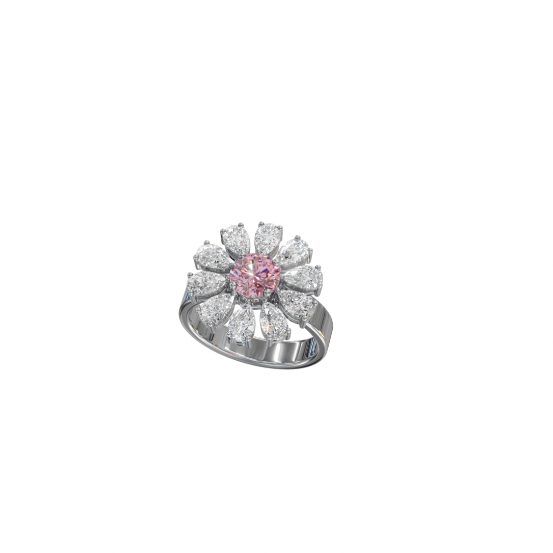 Flower Pear Cut Diamond Ring Flower Pear Cut Diamond Ring
