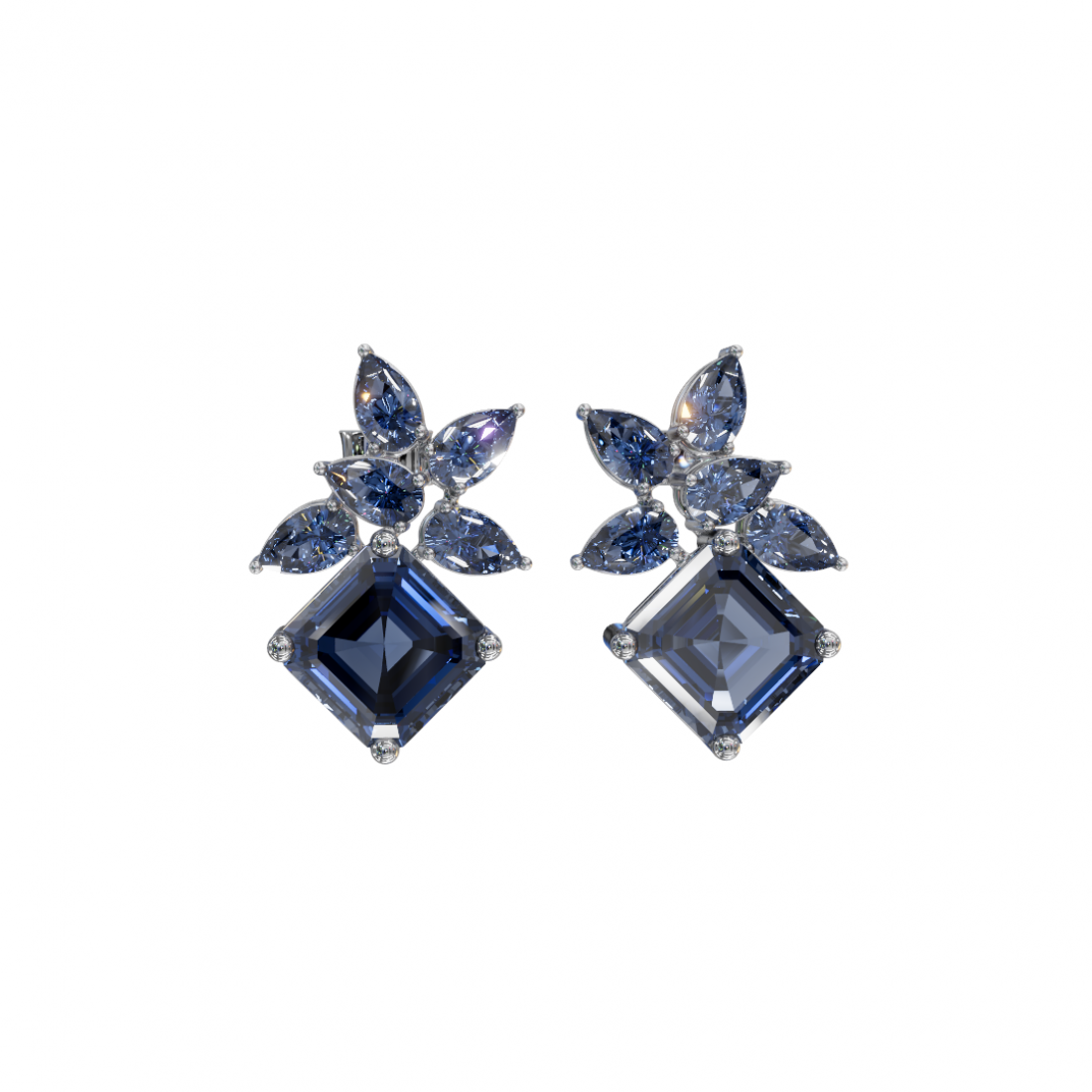 Emerald & Pear Cut Diamond Earrings Emerald & Pear Cut Diamond Earrings