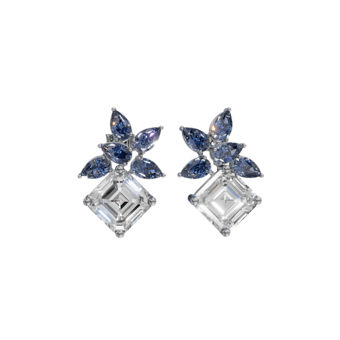 Emerald & Pear Cut Diamond Earrings Emerald & Pear Cut Diamond Earrings