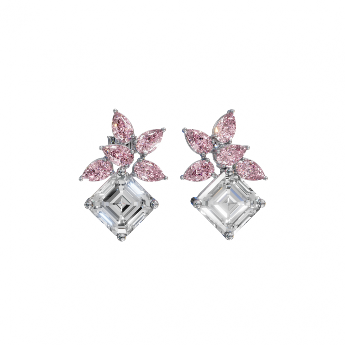 Emerald & Pear Cut Diamond Earrings Emerald & Pear Cut Diamond Earrings