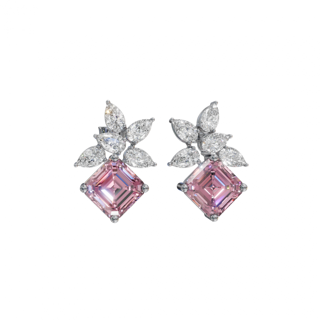Emerald & Pear Cut Diamond Earrings Emerald & Pear Cut Diamond Earrings