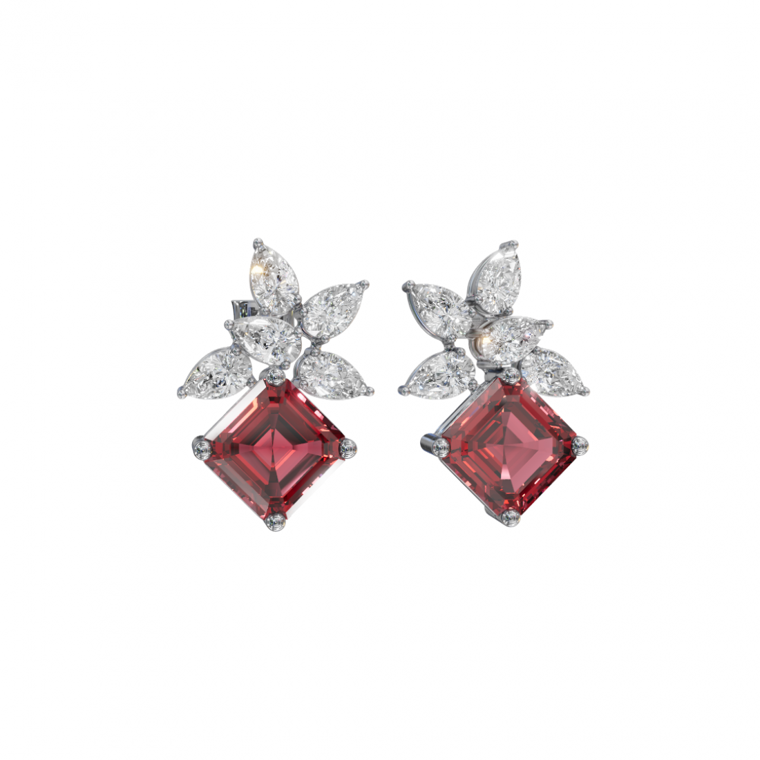 Emerald & Pear Cut Diamond Earrings Emerald & Pear Cut Diamond Earrings
