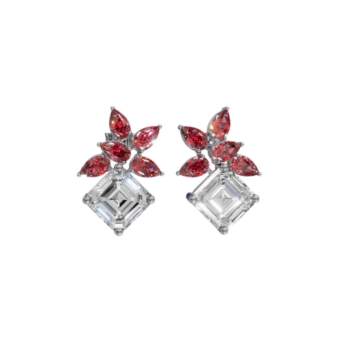 Emerald & Pear Cut Diamond Earrings Emerald & Pear Cut Diamond Earrings