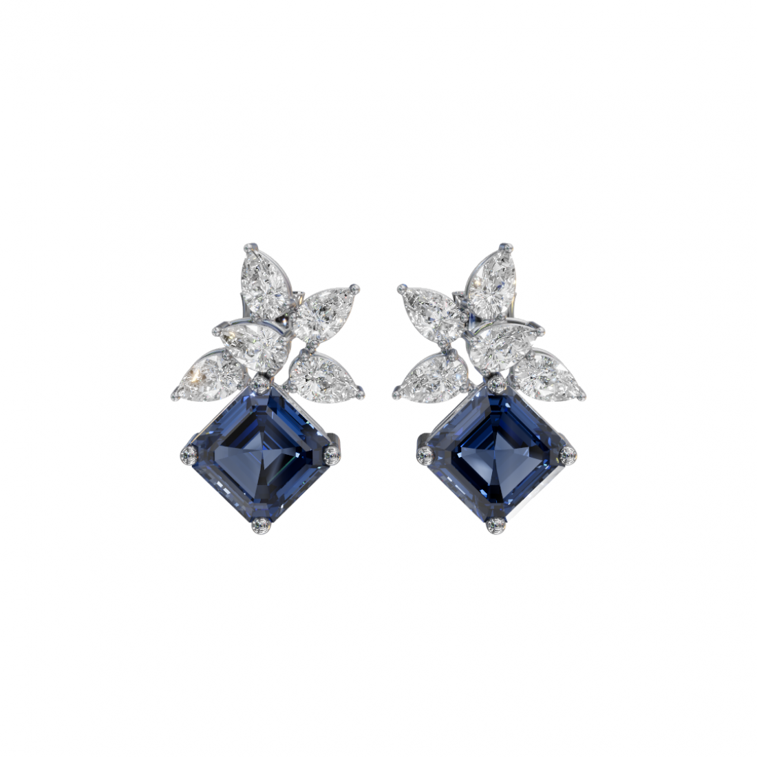Emerald & Pear Cut Diamond Earrings Emerald & Pear Cut Diamond Earrings