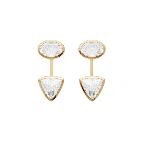 Oval Cut and Trillion Cut Diamond Jacket Earrings