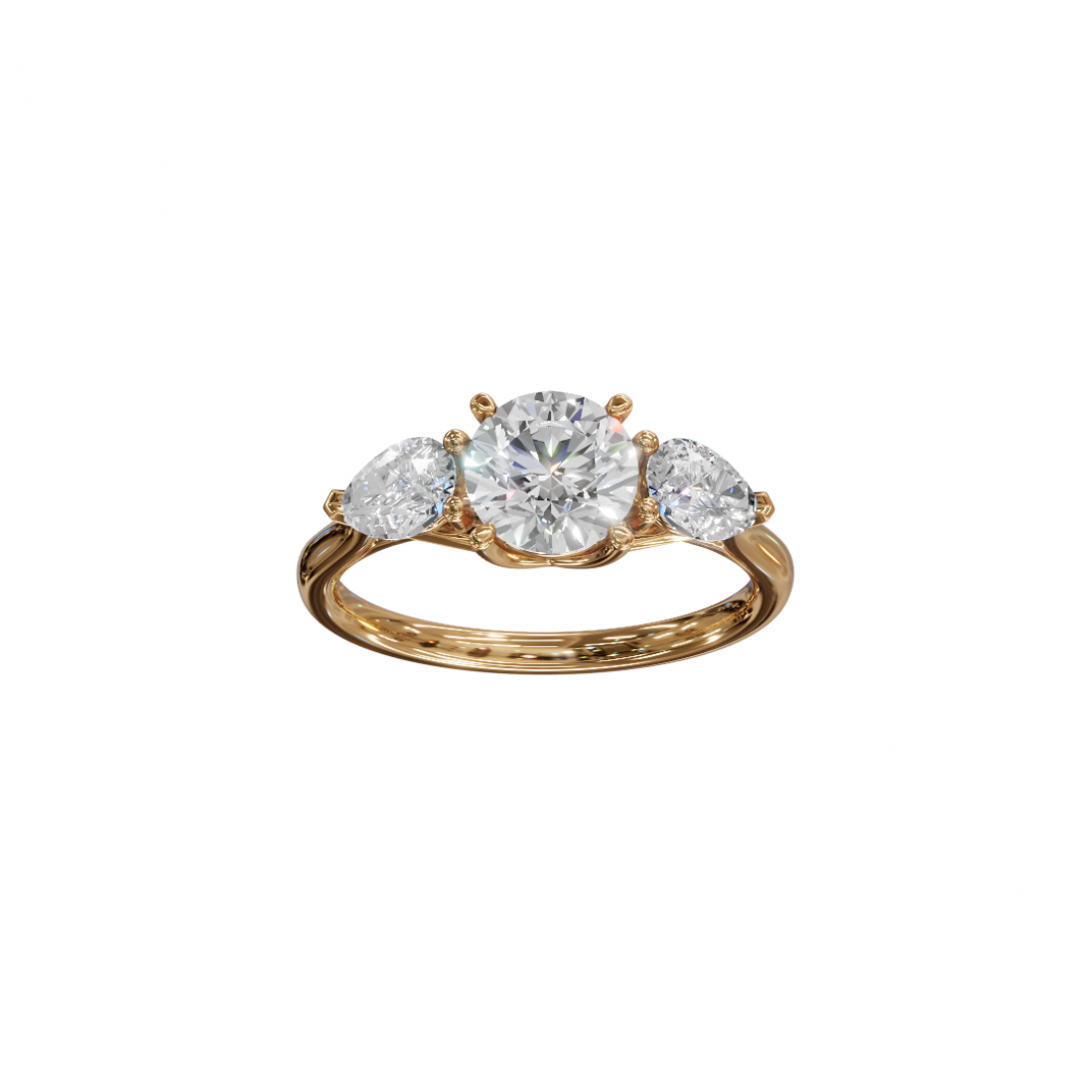 Trilogy of Love – Three-Stone Diamond Ring with Cathedral Setting Trilogy of Love – Three-Stone Diamond Ring with Cathedral Setting
