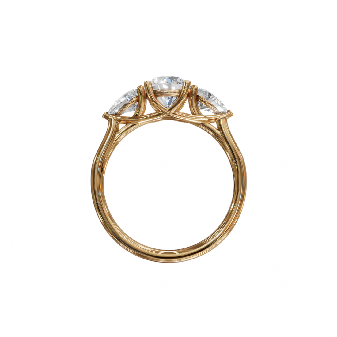 Trilogy of Love – Three-Stone Diamond Ring with Cathedral Setting Trilogy of Love – Three-Stone Diamond Ring with Cathedral Setting
