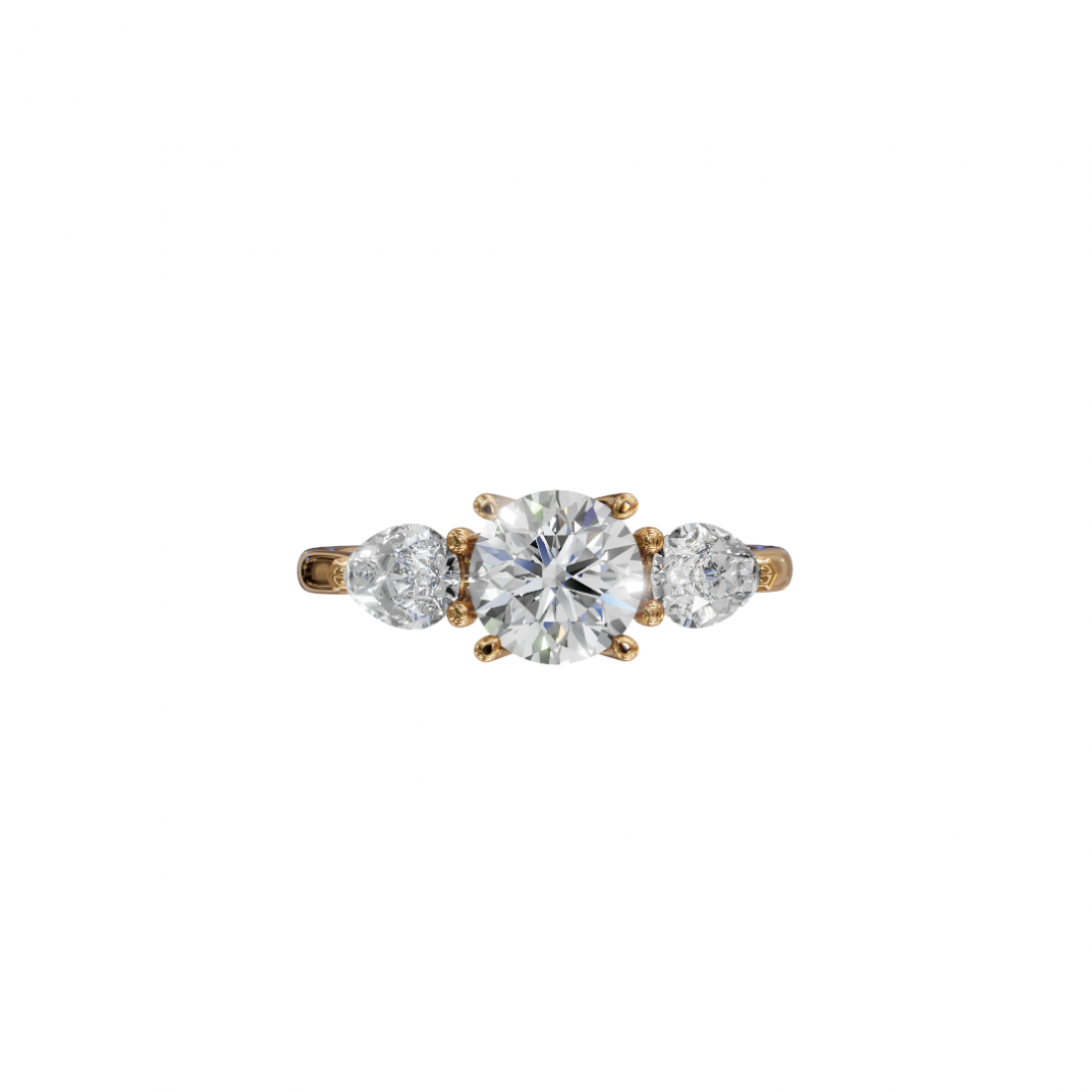 Trilogy of Love – Three-Stone Diamond Ring with Cathedral Setting Trilogy of Love – Three-Stone Diamond Ring with Cathedral Setting