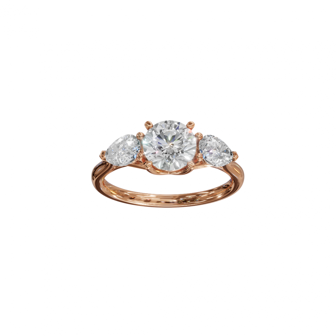 Trilogy of Love – Three-Stone Diamond Ring with Cathedral Setting Trilogy of Love – Three-Stone Diamond Ring with Cathedral Setting