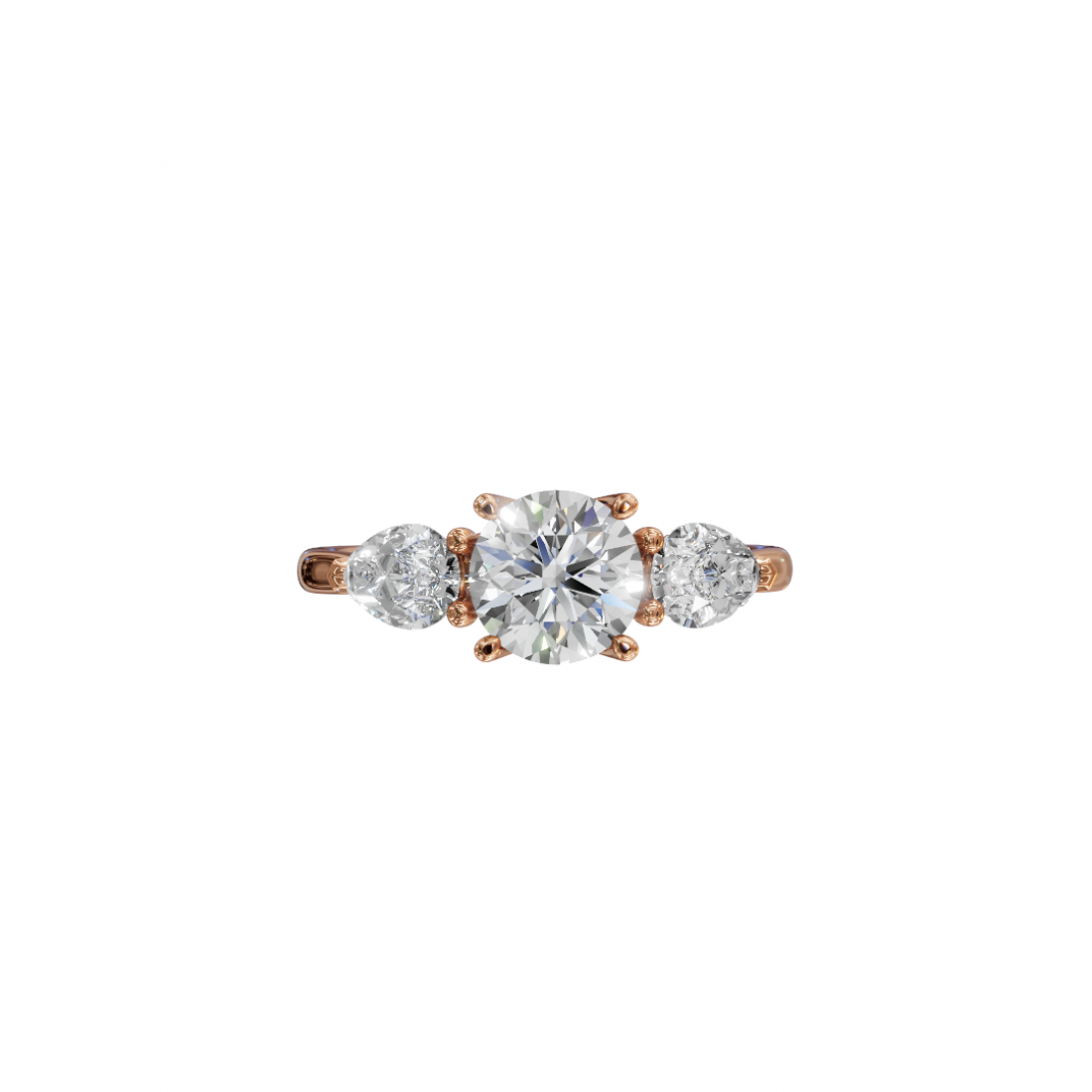 Trilogy of Love – Three-Stone Diamond Ring with Cathedral Setting Trilogy of Love – Three-Stone Diamond Ring with Cathedral Setting