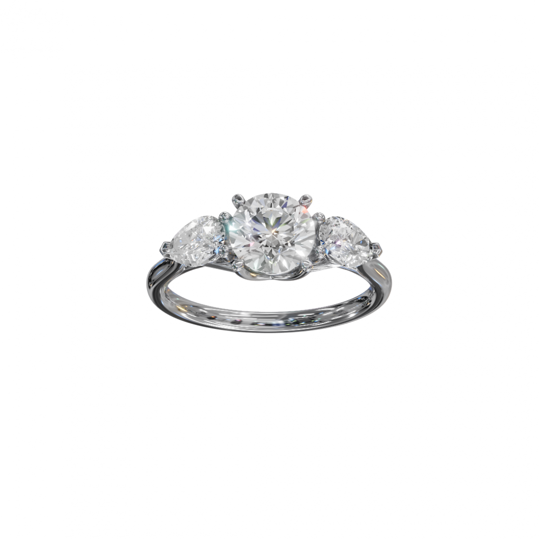 Trilogy of Love – Three-Stone Diamond Ring with Cathedral Setting Trilogy of Love – Three-Stone Diamond Ring with Cathedral Setting