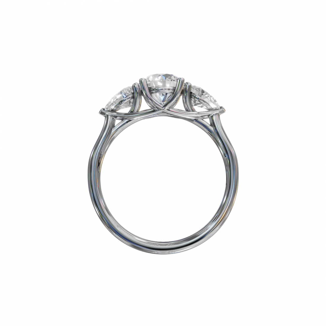 Trilogy of Love – Three-Stone Diamond Ring with Cathedral Setting Trilogy of Love – Three-Stone Diamond Ring with Cathedral Setting