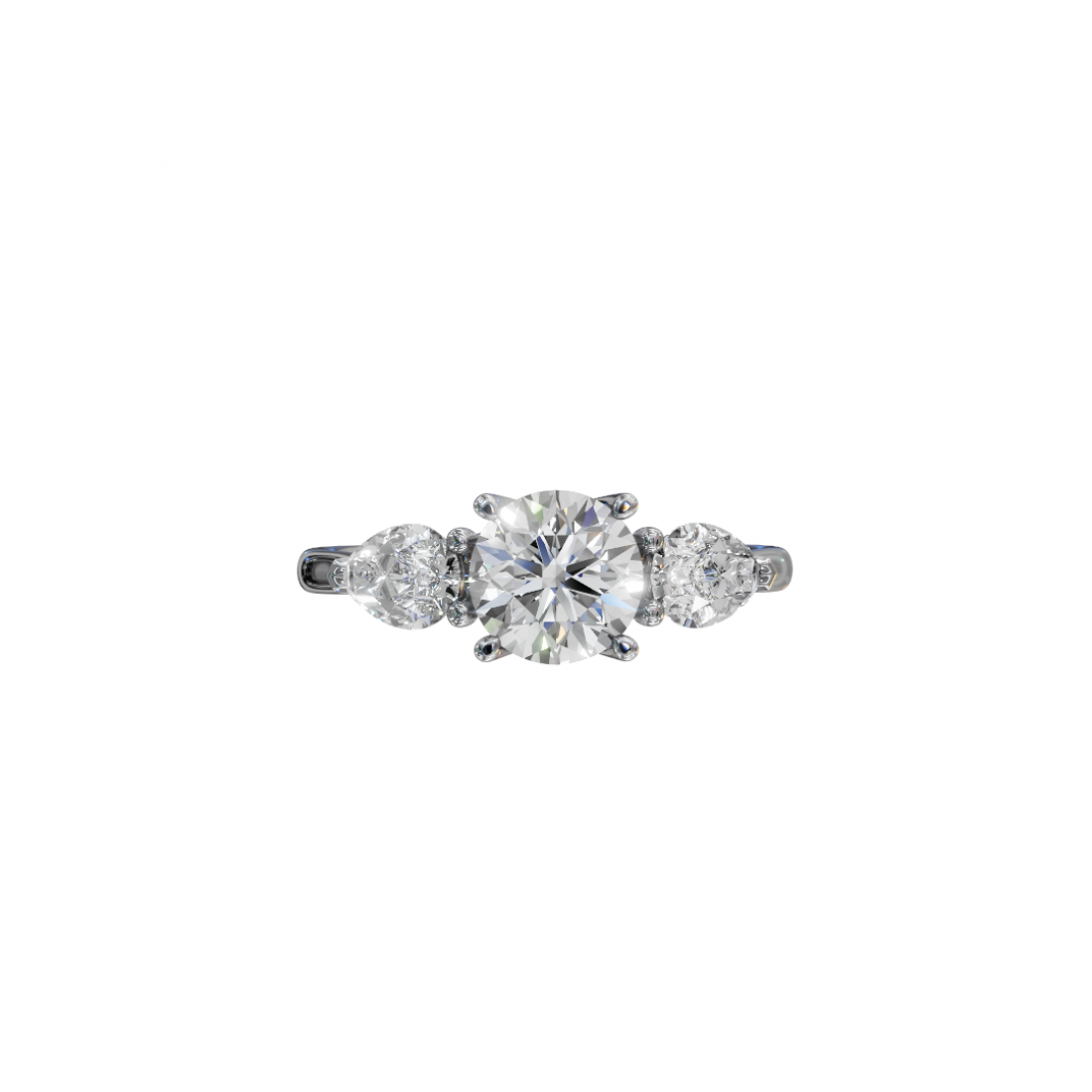 Trilogy of Love – Three-Stone Diamond Ring with Cathedral Setting Trilogy of Love – Three-Stone Diamond Ring with Cathedral Setting