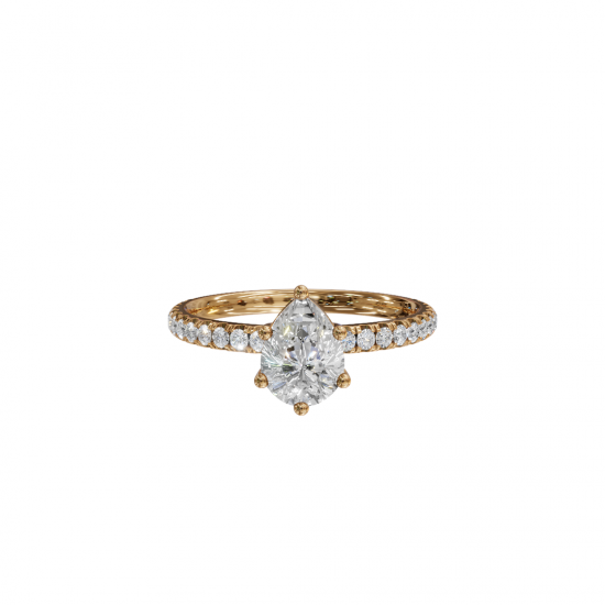 Pear Cut Diamond Ring with Pavé Band 